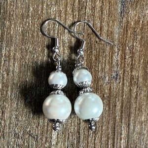 Custom Made | Synthetic Glass Pearl / Stainless Steel Earrings